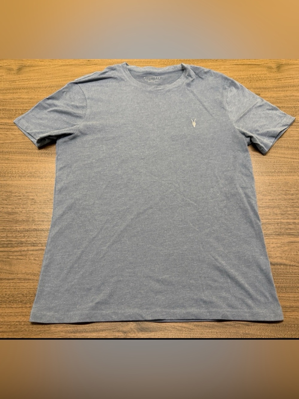 AllSaints Men's Heather Blue Crew Neck T-Shirt